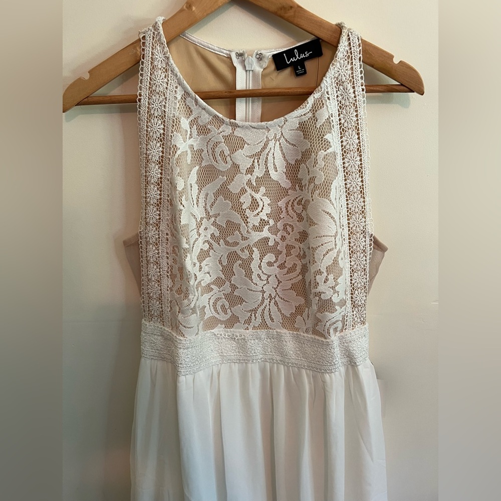 Lulus Forever and Always White Lace Maxi Dress Bridal Wedding Large NWT - Picture 5 of 14